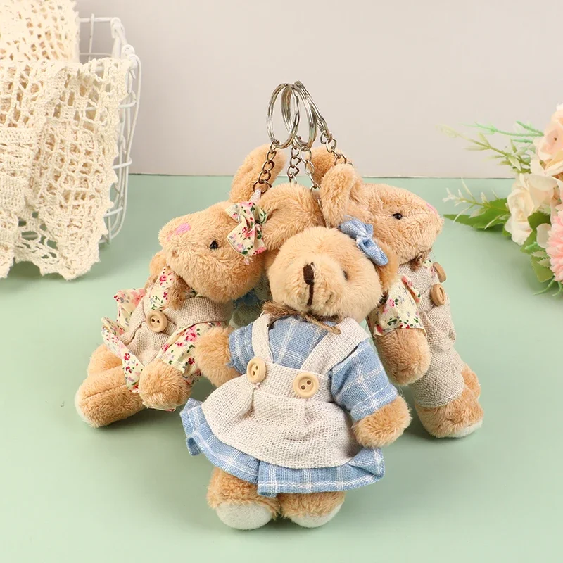 Vestiti carini Orso Peluche Ciondolo coniglio cartone animato Portachiavi bambola di pezza morbida Zaino Borsa per auto Portachiavi Decor Regalo per bambini