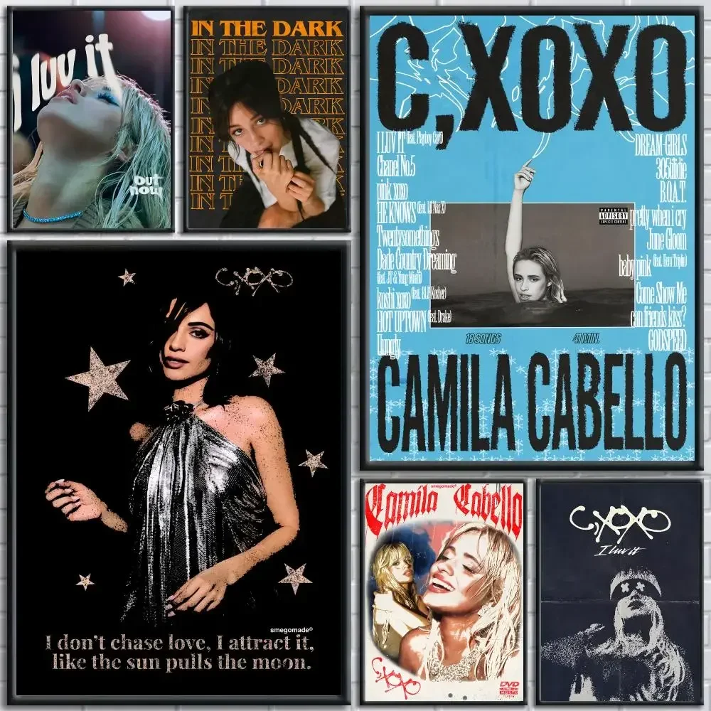 Singer C-camila Cabello Painting Calligraphy Wall Art Canvas Poster Premium Home Decor Print for Living Room Bedroom