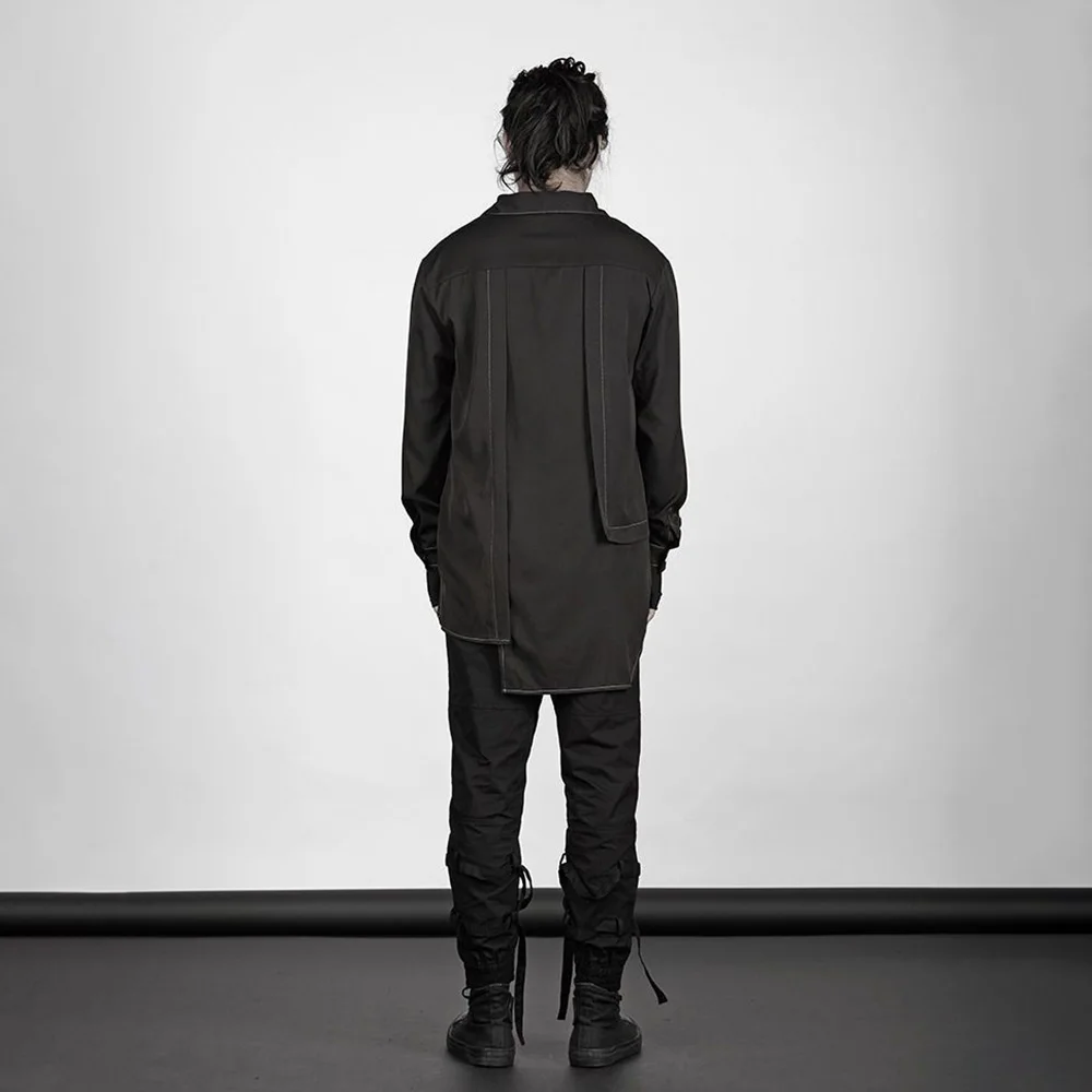 Herbst Neue Männer Asymmetrische Langarm-shirt Amerikanischen Retro Mode Trend Straße Hip-Hop Lose Beiläufige Nische männer tops 2025