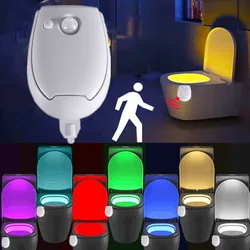 Toilet Night Light PIR Motion Sensor Toilet Lights LED Washroom Night Lamp 8 Colors Toilet Bowl Lighting For Bathroom Washroom