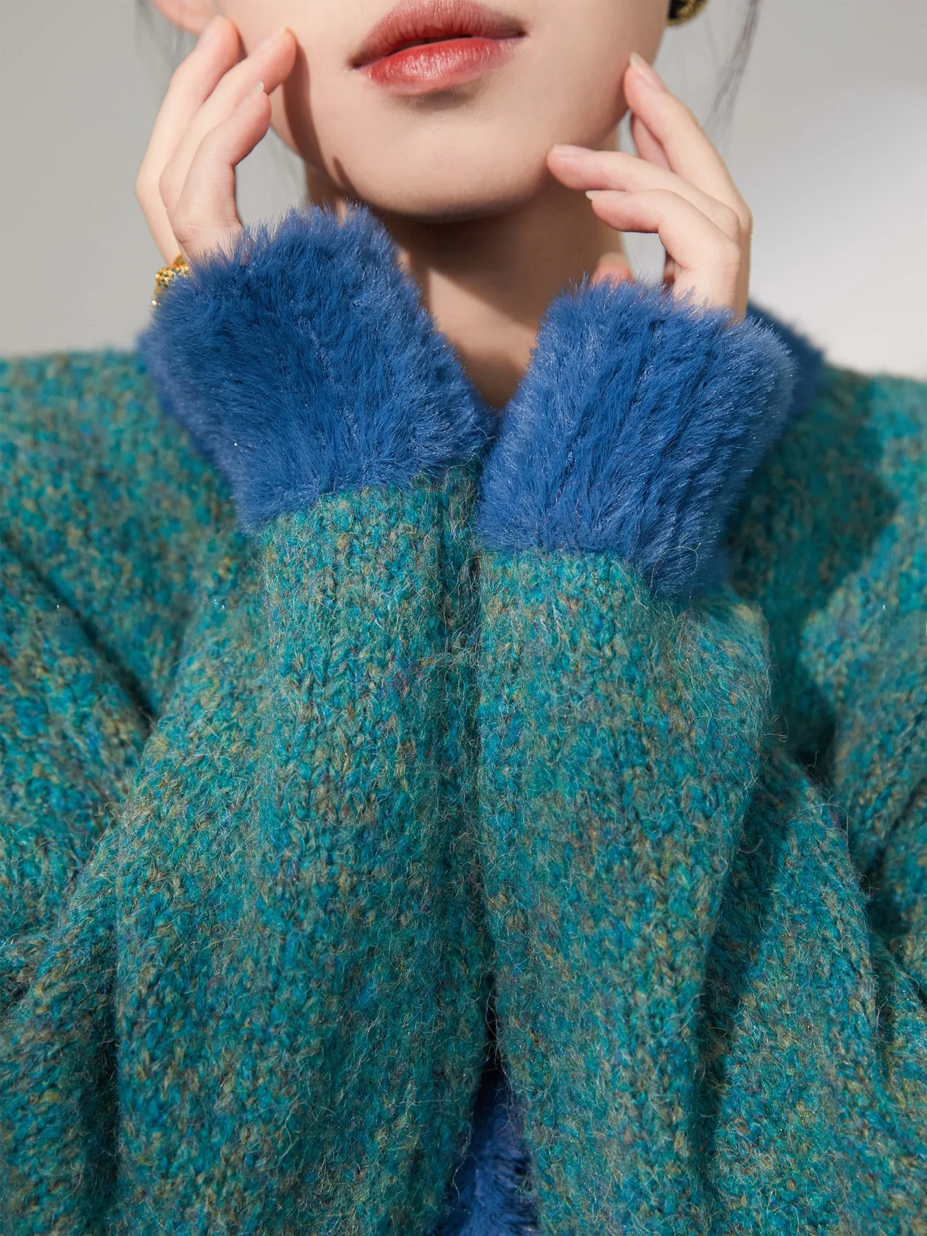 

Soft Plu Knitted Sweater Women's Winter Color Blo Fluffy Small Fraance Sle Open Cardigan High End Feeling