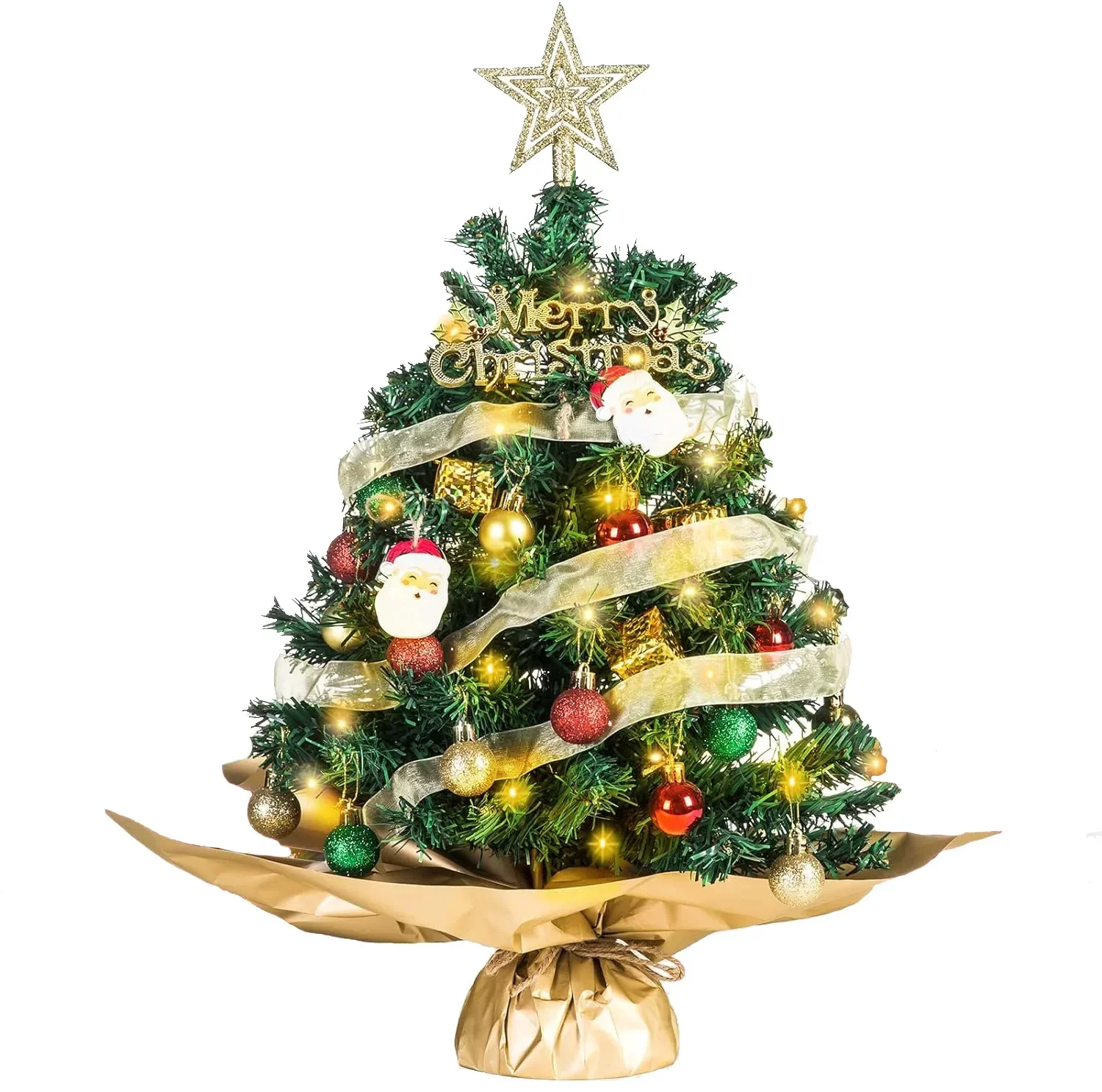 

Small PVC Christmas Tree with Decorative Accessories Pack Christmas Atmosphere Home Desktop Decoration 45cm/60cm