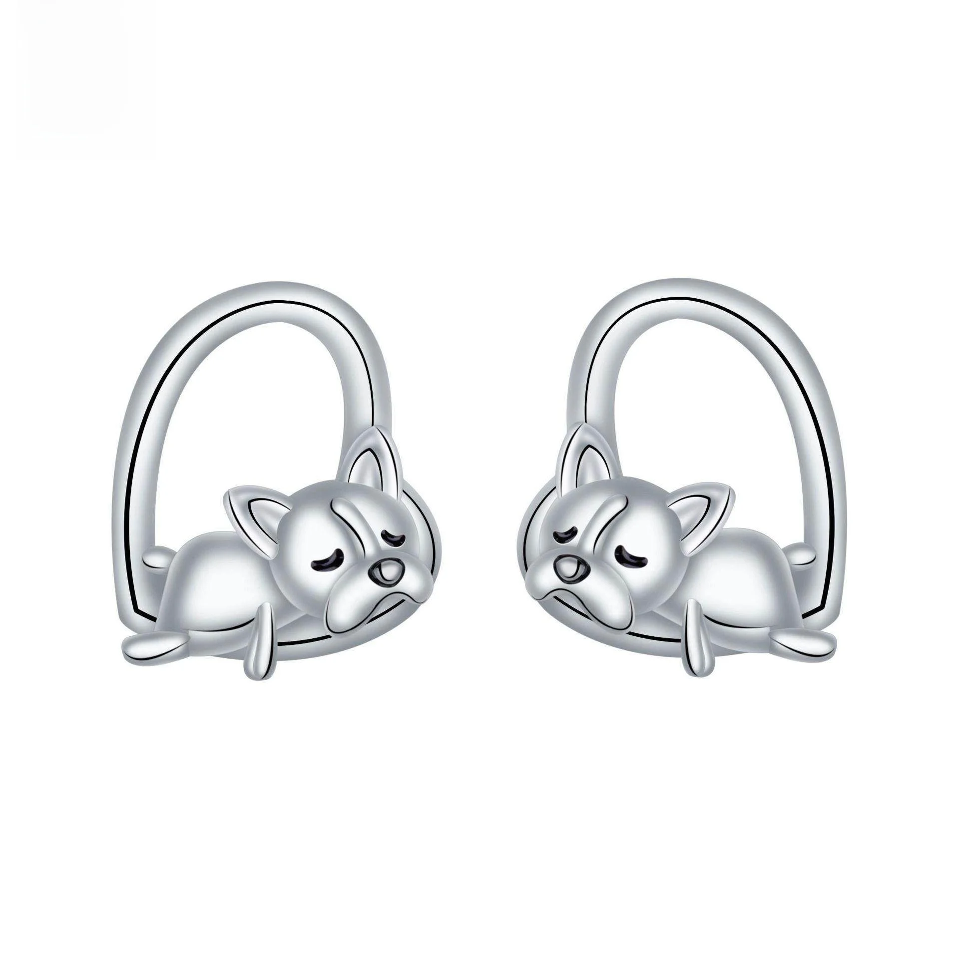 

Серьги-гвоздики с милыми ушками животных, серебро 925 пробы, серьги-гвоздики в виде собаки, женские украшения, модный милый дизайн, осенняя коллекция