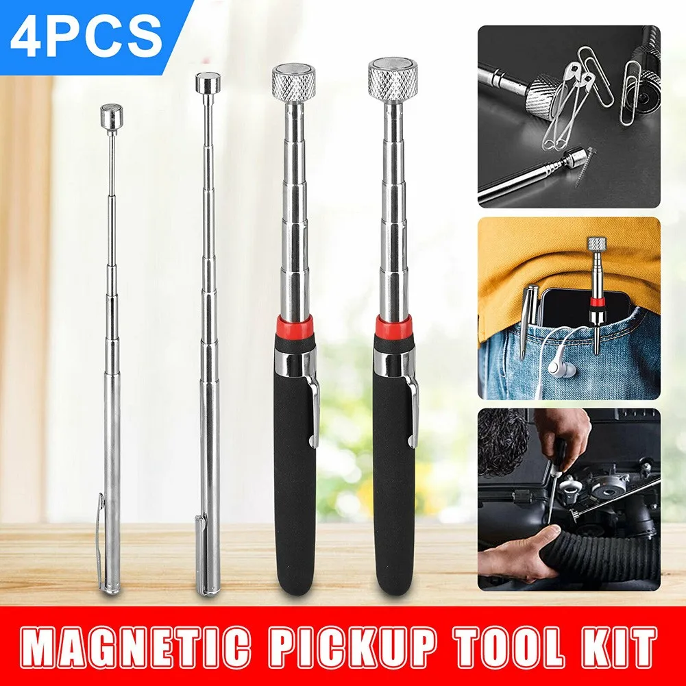 Pick Up Tool Telescopic 1 Set 1.5-15Ib 4pcs Extend Inspection Flexible Magnetic Multipurpose Pick-Up Tool  Pick