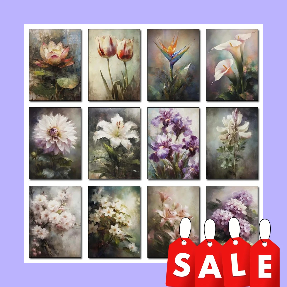 Timeless Lily, Simple Grace – Classic Oil Painting Lily Green Clove Bouquet Frameless Canvas for Home Room Wall Decor Gift 2026