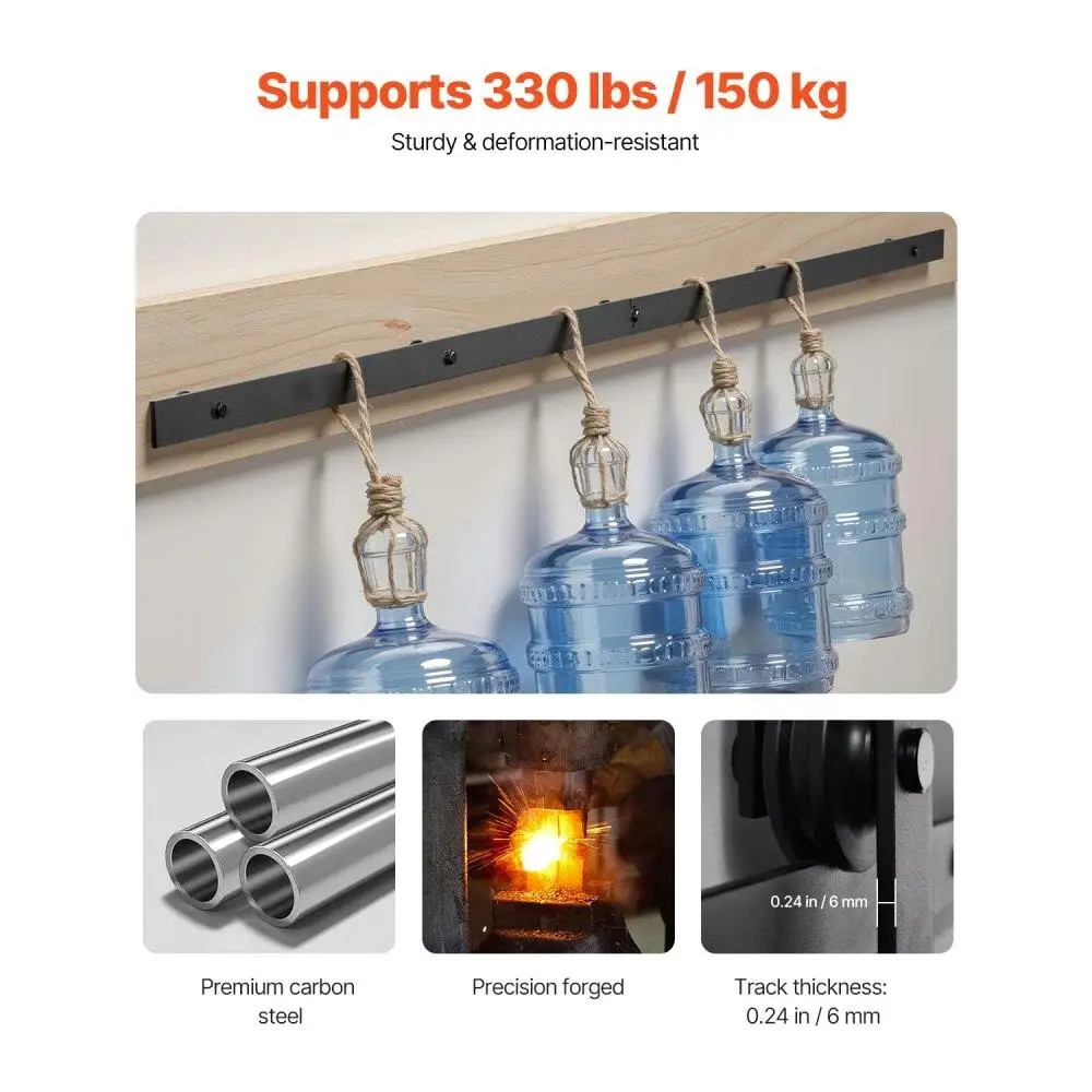 6FT for single Sliding Barn Door Hardware Kit Black Modern Interior Door Track System for Home Decor