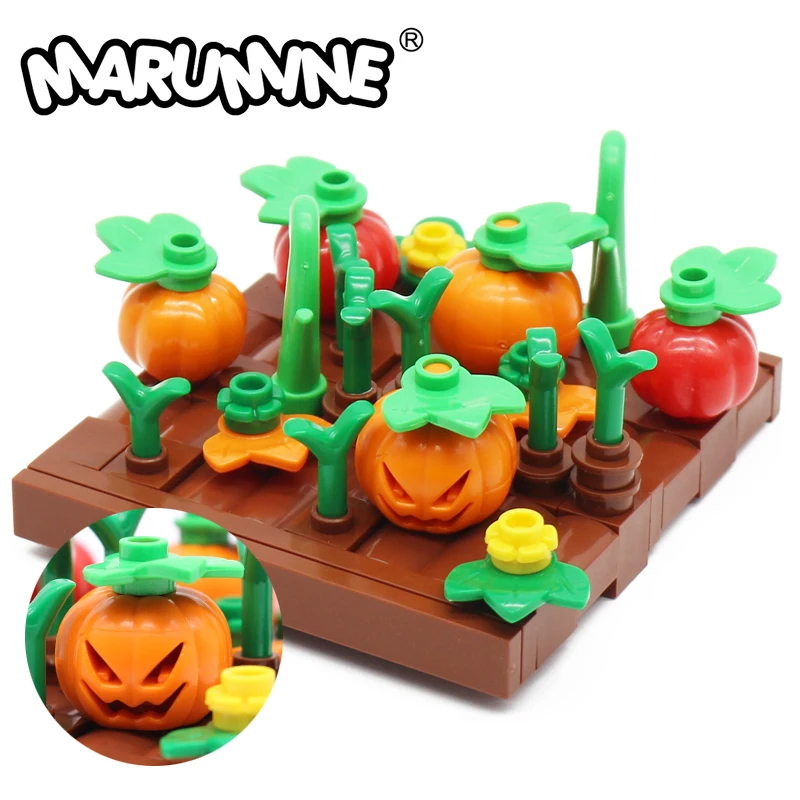 Marumine 76PCS Halloween Building Blocks Set Pumpkin MOC Bricks DIY Parts Accessories Compatible 20693 Vampires Ghosts Monster