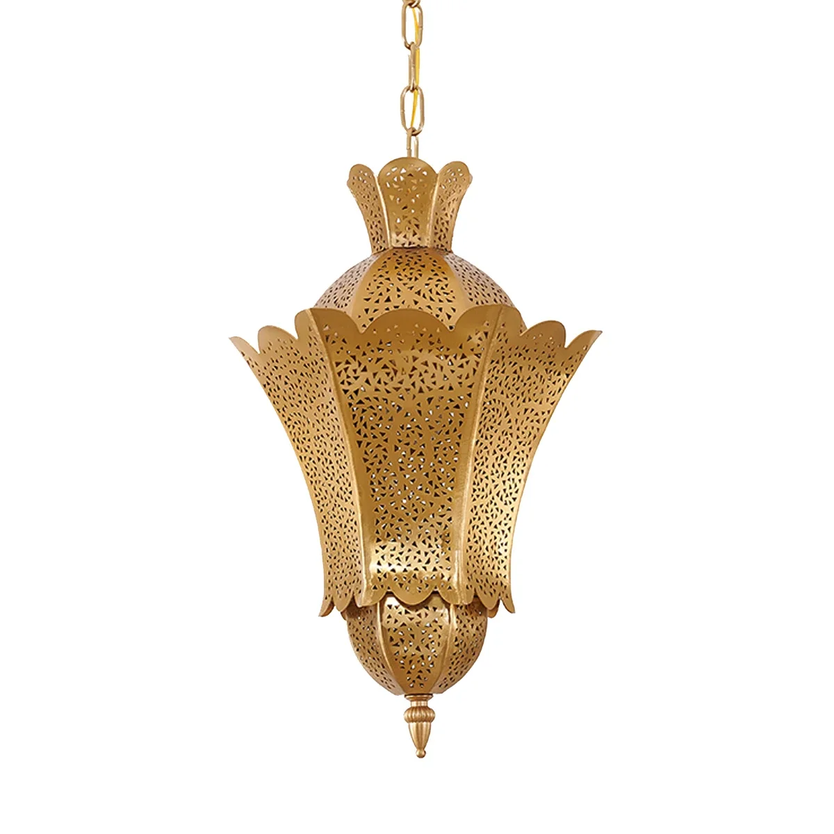 Vintage Retro Classical Moroccan Pendant Lights Gold Lustre Hollow Carved Hanging Lamp Restaurant Hotel Homestay Villa image 5