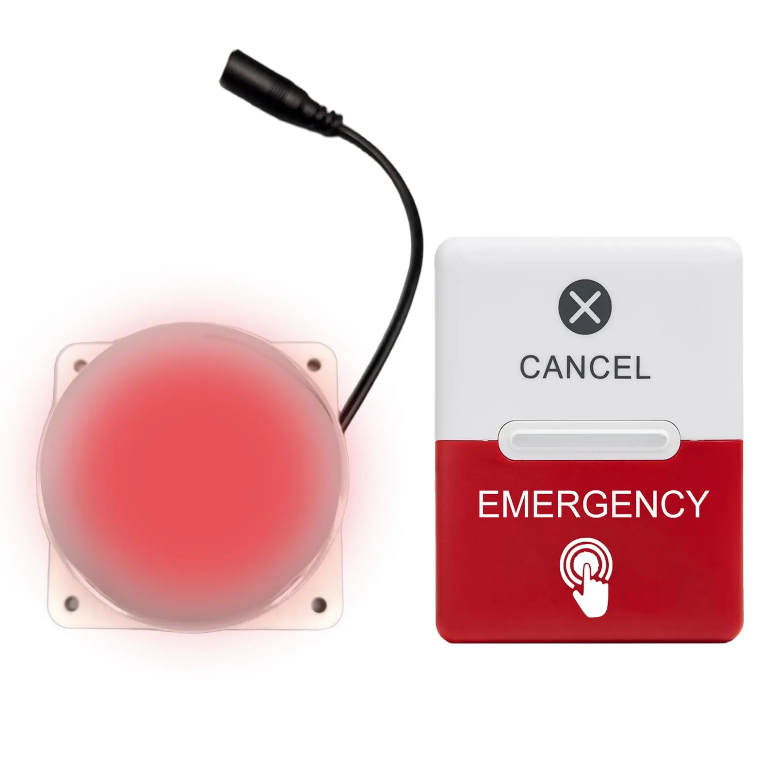 Caregiver Pager Disabled Person Bathroom Alert Emergency Call Light System for Elderly Senior 1 Panic Button with 1 Strobe Siren