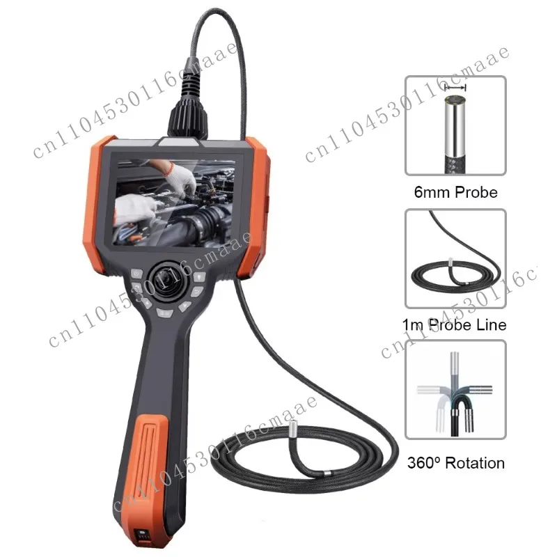 4-Direction 360-degree movable sewer industrial endoscope camera, 6mm lens 720P IP67 waterproof drilling camera,  5-inch screen