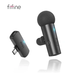 FIFINE Wireless Lavalier Microphone for Phone/Tablet,Type-C Condenser Mini Mic for Video, Interview, Vlog, YouTube, Recording-M6