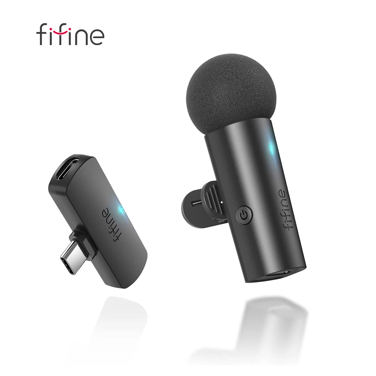 FIFINE Wireless Lavalier Microphone for Phone/Tablet,Type-C Condenser Mini Mic for Video, Interview, Vlog, YouTube, Recording-M6