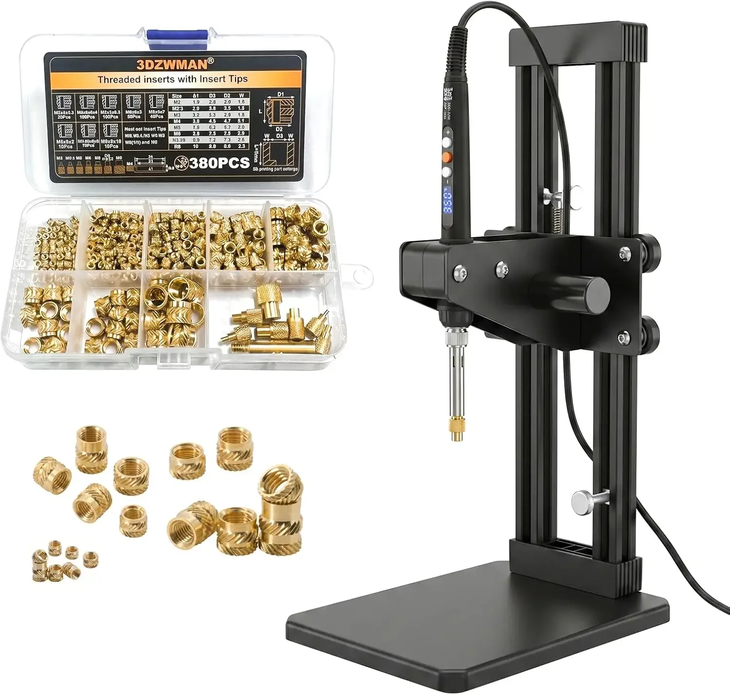Vertical Heat Set Insert Tool Press for Plastic Parts & 3D Print Components