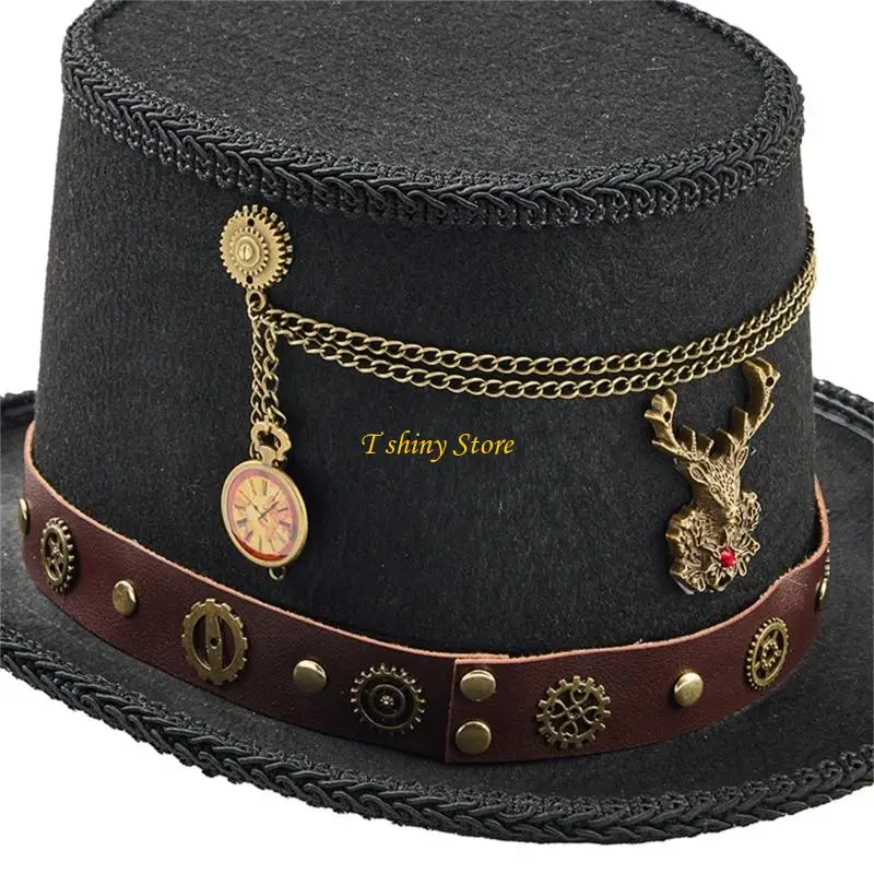 N58F Gothic Wing Top Hat with Goggles for Adult Unisex Masquerade Party and Cosplay Event Gathering Dressingup Headwear