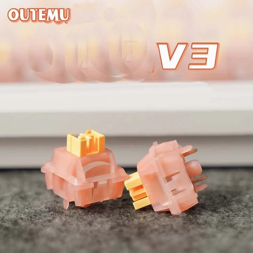 

OUTMU V3 персиковый линейный MX 5-контактный бесшумный переключатель для игровой механической клавиатуры POM предварительно смазанный 2-ступенчатый новый пружинный модуль
