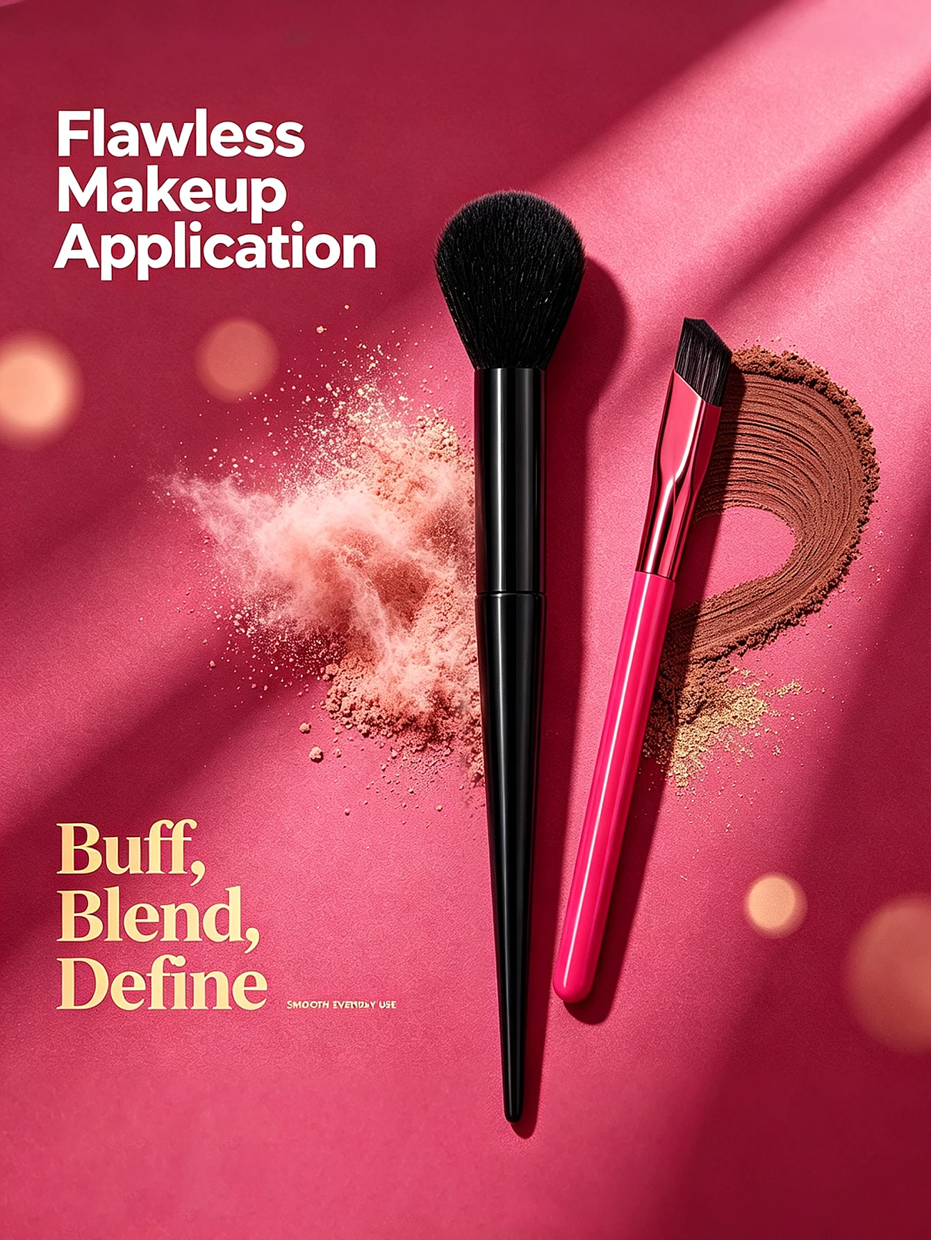 2Pcs Professional Blush Brow Makeup Brush Set, Fluffy Blush & Angled Brow Concealer Brush for Highlight Contour Face Makeup