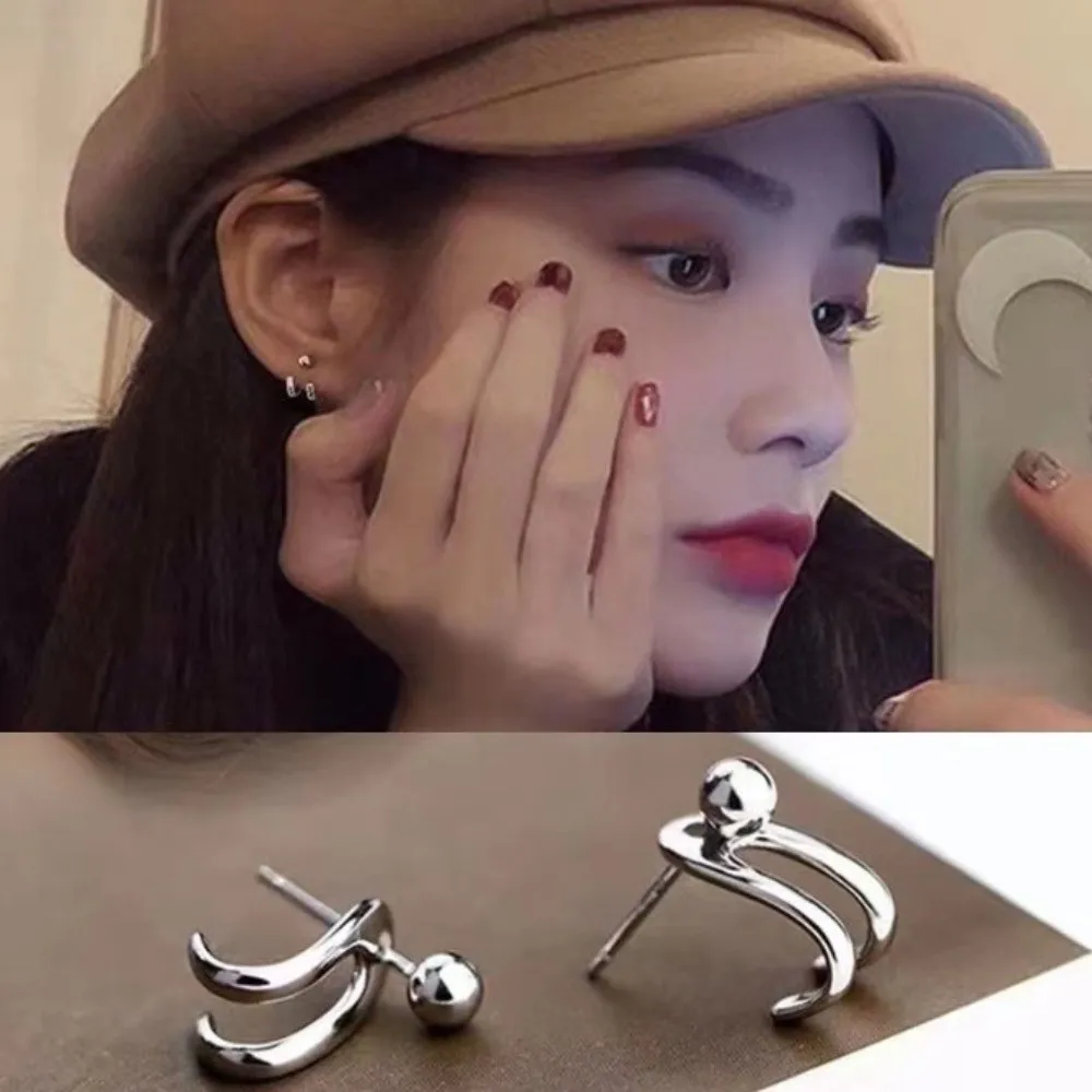 Acrylic Beaded Earrings Personalized Double-Strand Stud Earrings Versatile Fashionable Back-Hook Earrings Trending