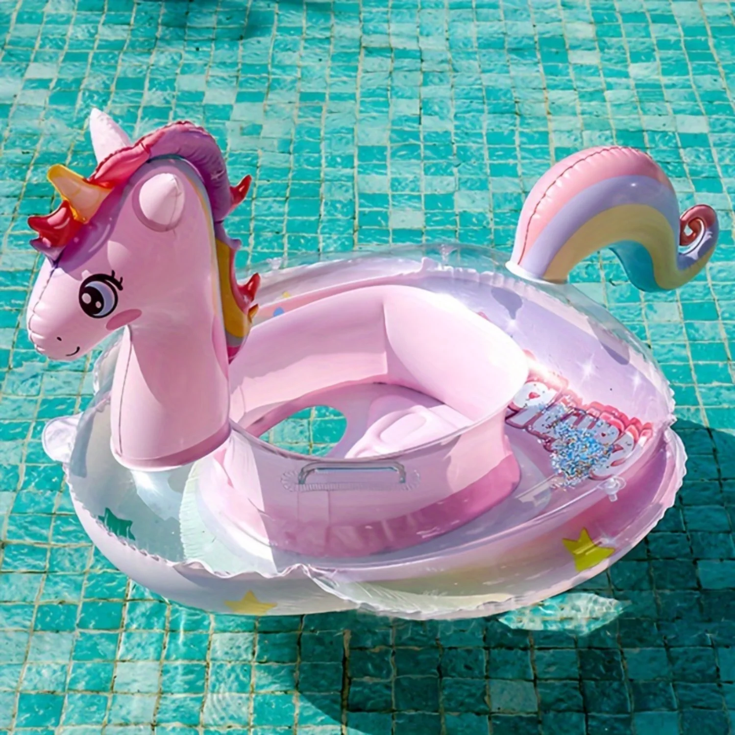 1pc Pony Shaped Swimming Ring with Handle - Floating Seat for 1-6 Year Olds Pool tools Seahorse pro plus lookah Pool accessory