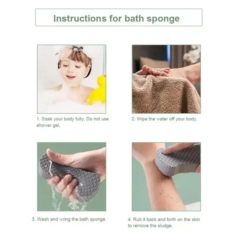 3D Baby Bath Sponge Fish Scale Pattern Soft Exfoliating Scrubber Painless Dead Skin Removal Reusable Kid Bath Accessory