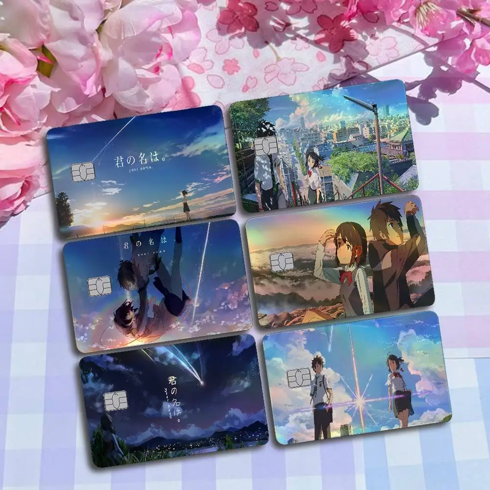 Anime Your Name Laser Card Skin Stickers 4pcs/Set Waterproof Anti-Scratch Bank Card Protector Decal For Credit Cards