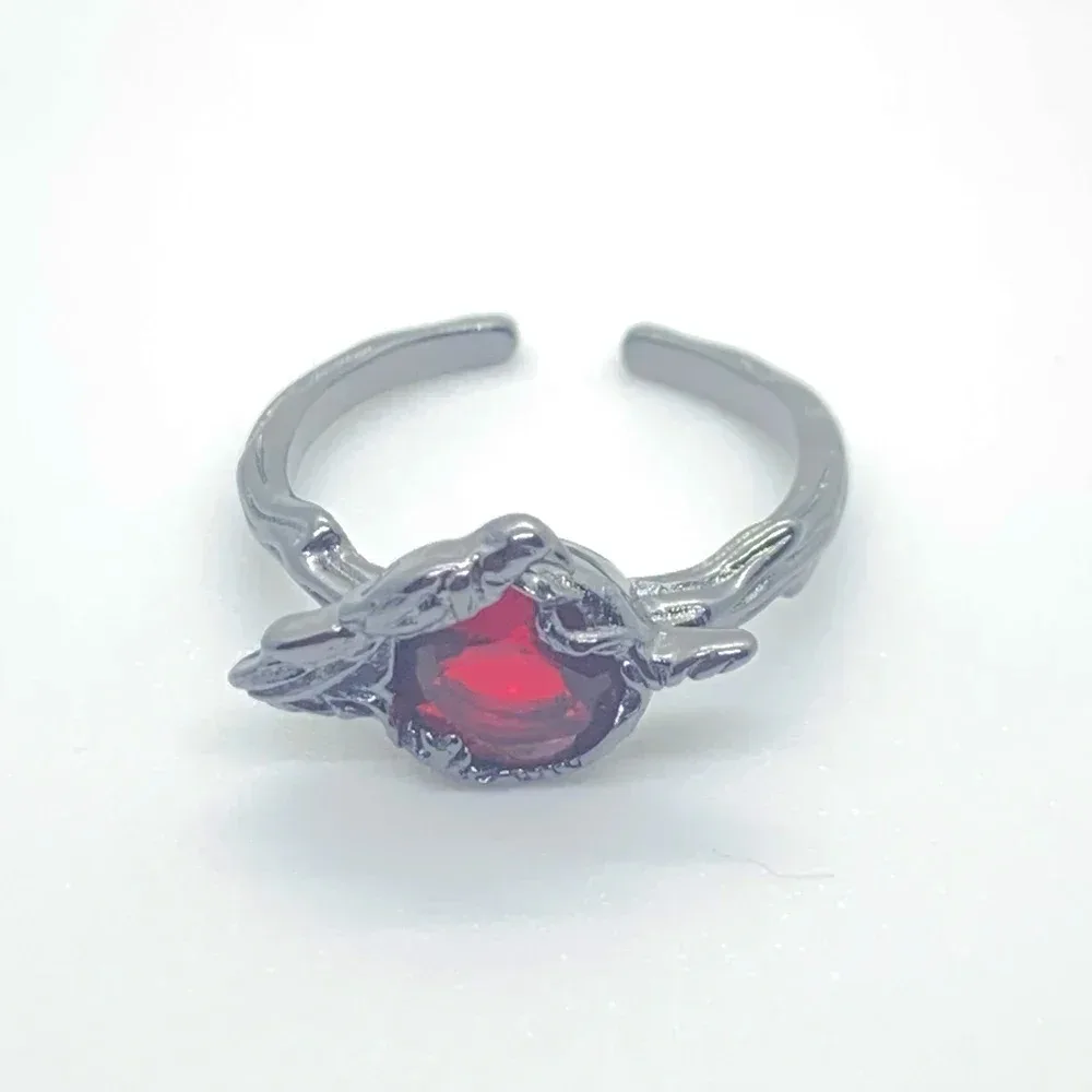 Game Love And Deepspace Sylus Crow Cosplay Ring Unisex Alloy Adjustable Opening Red Gem Rings Jewelry Accessories Prop