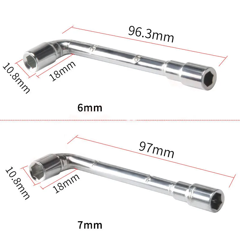 New 6mm 7mm Hexagonal wrench L-shaped Screw Nut Wrench Sleeve Maintenance Tool Sleeve Wrench for Ender 3 E3D MK8 Nozzle