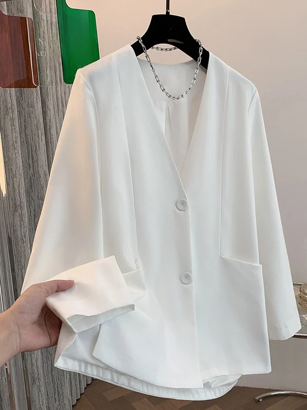 

Простая хлопково-льняная повседневная рубашка для женщин, однотонная, с эффектом потертости, летняя, новый стиль, элегантная, шикарная, на каждый день, с V-образным вырезом, длинный рукав