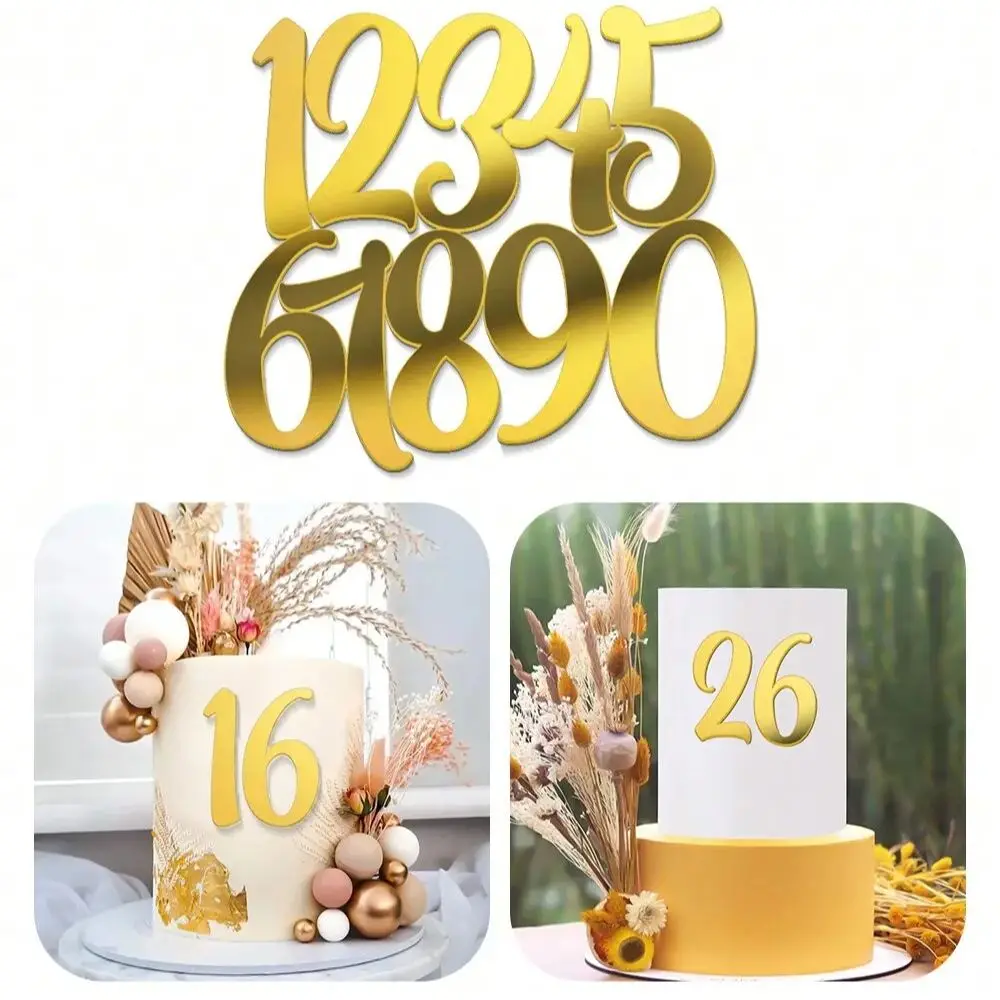 1set Golden Mirror Acrylic A-Z English Letter Alphabet Cake Decorating for Birthday Party Wedding DIY Decoration Cake Toppers ﻿