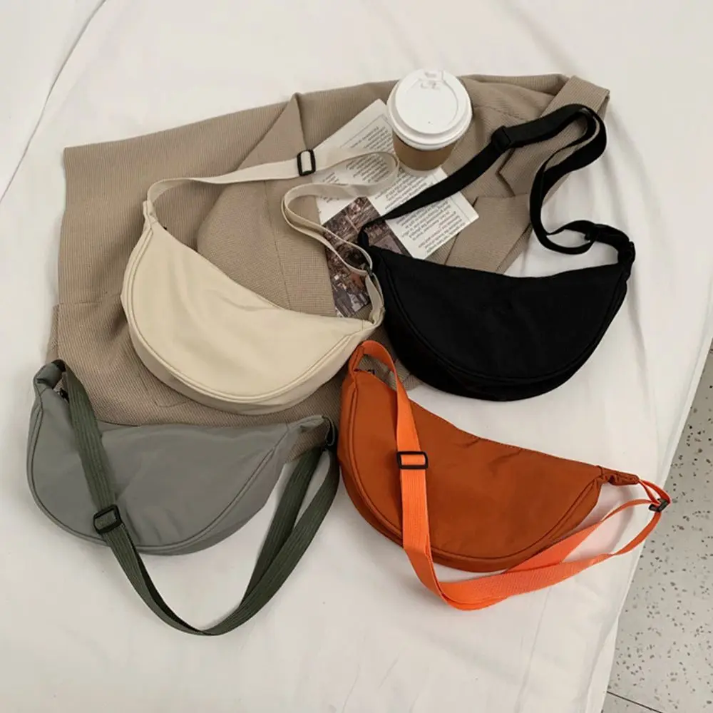 

Orange Nylon Crossbody Bag For Women Fashion Portable Casual Hobos Chest Bag Underarm Bag Students Shoulder Cross Body Bag