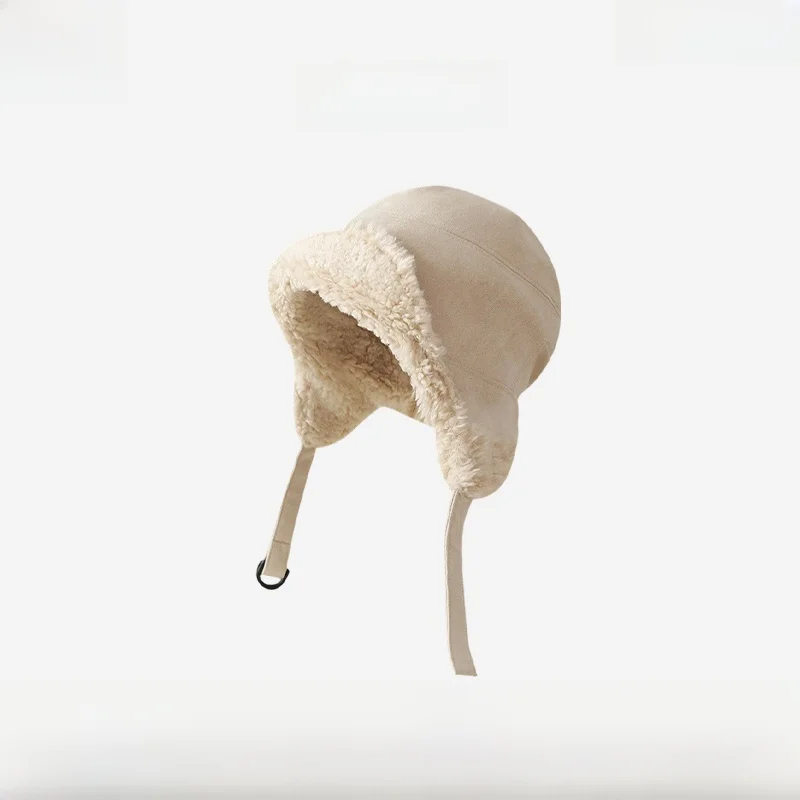 warmth-ca4la-lamb-velvet-ear-protecting-flng-hat-women's-cold-pre-cap-autumn-winter-warm-lei-feng-cap-ort-brim-fol