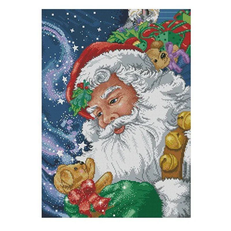 Amishop Gold Collection Counted Cross Stitch Kit Santa And Magic Bear Christmas Gift