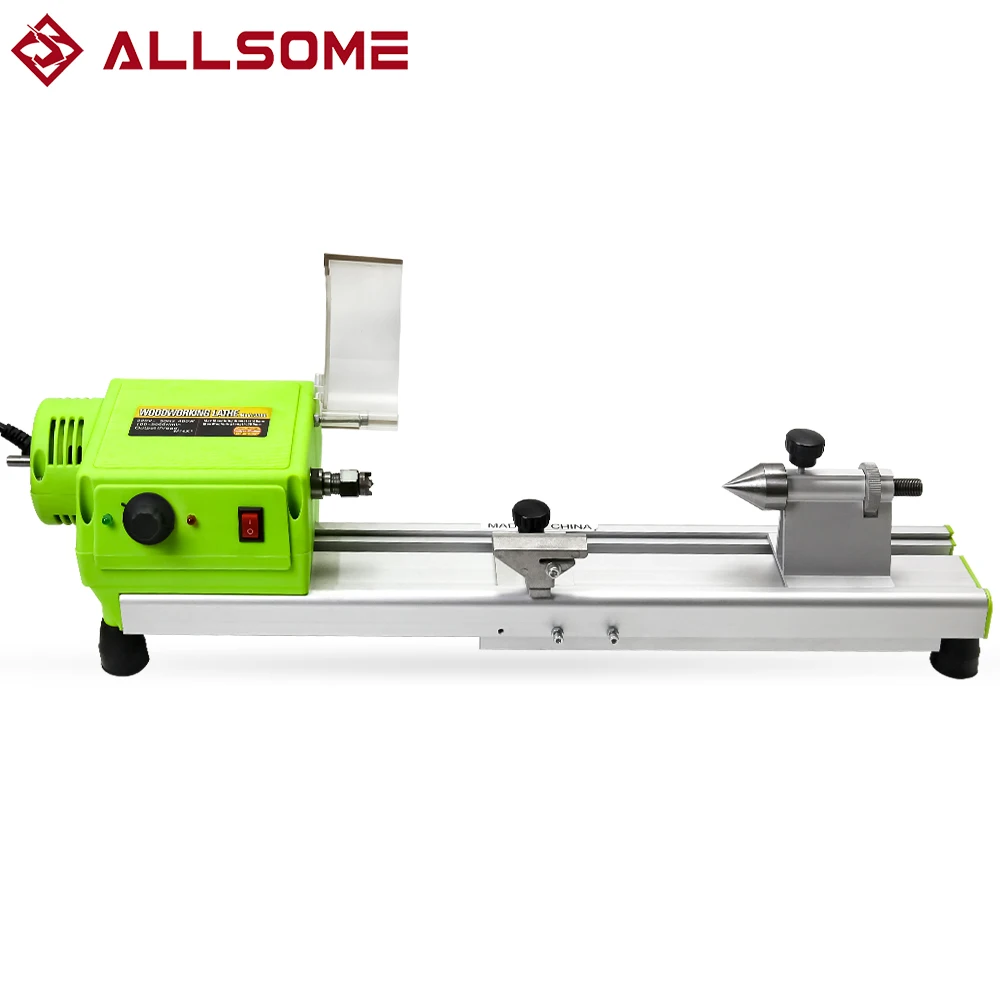 ALLSOME BG-3306 Variable Speed Mini Benchtop Wood Lathe MICRO Woodturning Lathe Grinding Polishing Beads Drill Rotary Tool Set