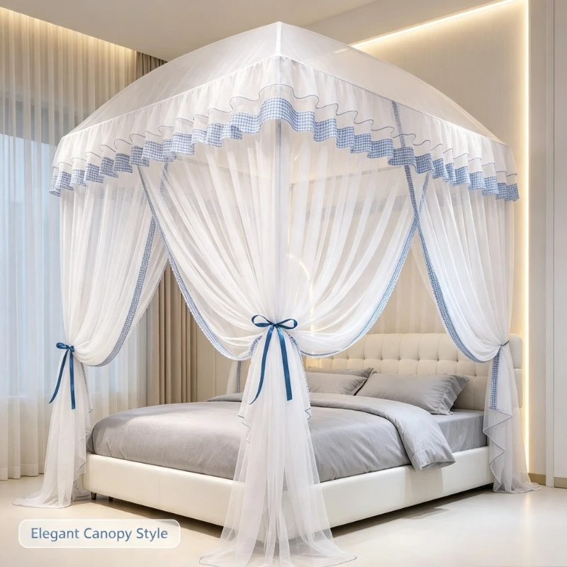 360° Full Enclosure Mosquito Net Palace Style Floor-Length Bed Canopy for Bedroom Home Decor