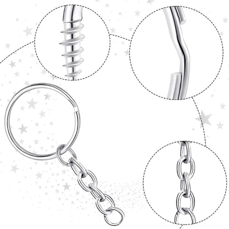 E15E 300Pcs Metal for Key Chain DIY Making Rings with Flat for Key Rings Open Jum