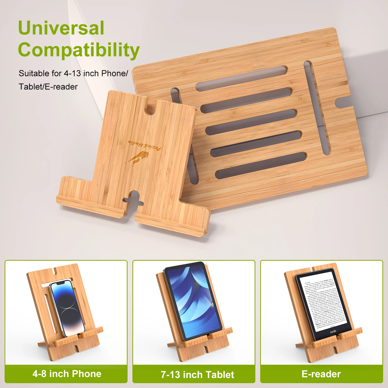 Adjustable Lazy Bamboo Tablet Stand Desktop Cell Phone Stand Holder Dock Creative Mobile Phone Bracket Stand