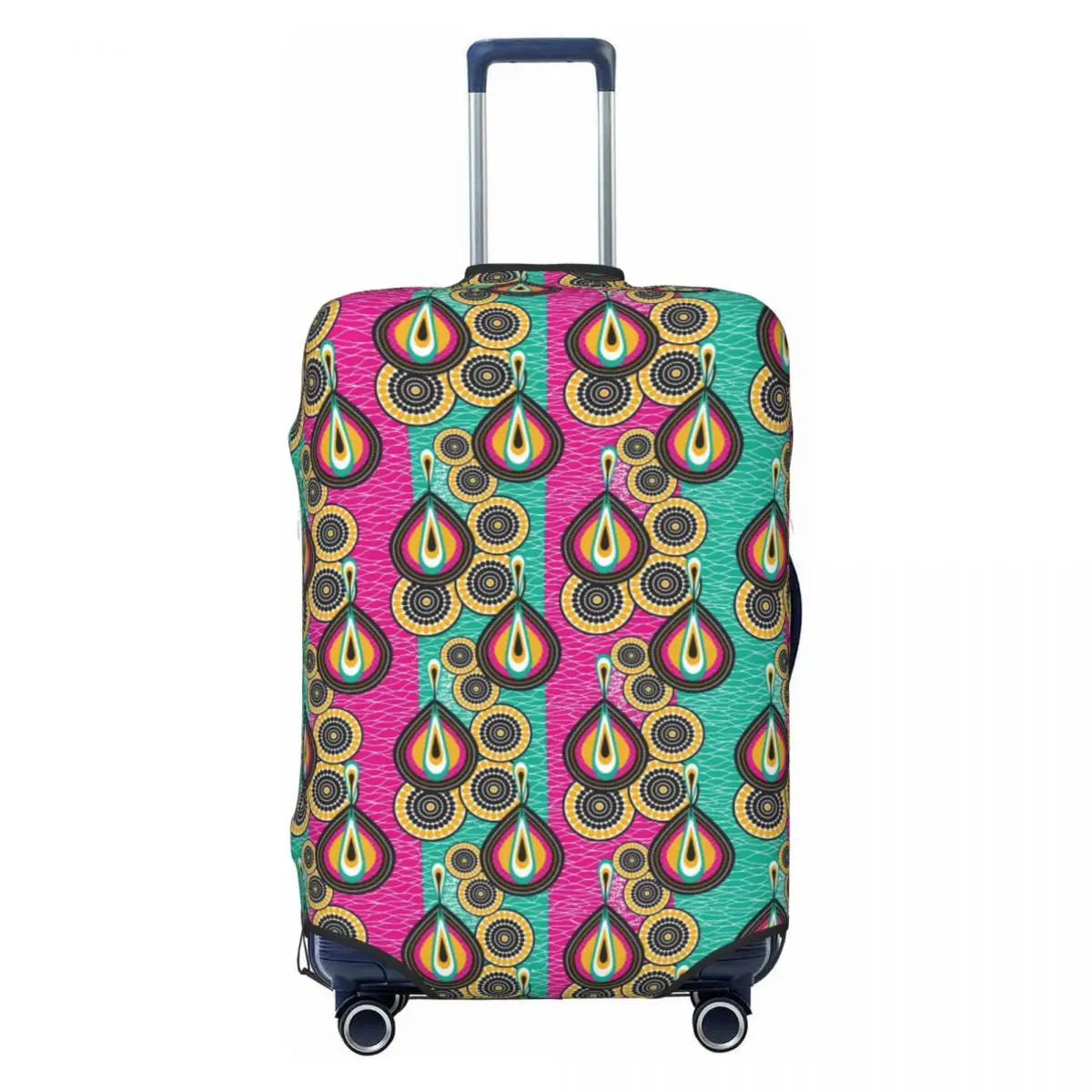 

Abstact Geometric African Flower Pattern Travel Luggage Cover Dust Proof Suitcase Cover Protector Fit 18-32 Inch