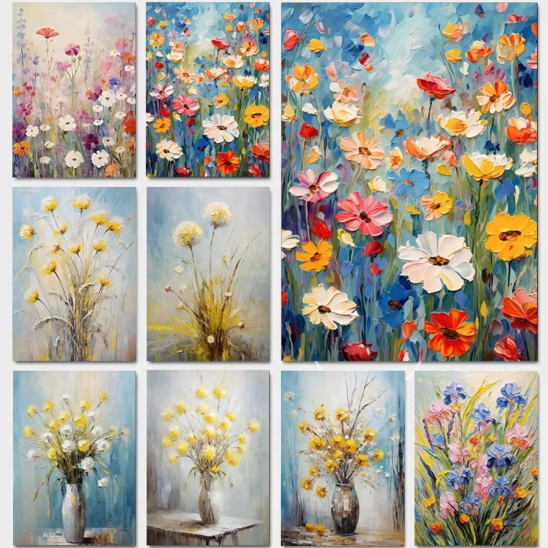 

MINISO DIY Oil Painting By Number Beautiful Flower Seas Home Decoration Wall Living Room Decor Best Gift Frameelss