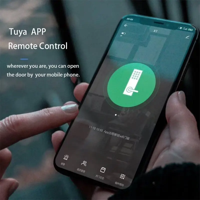 Tuya ล็อคอิเล็กทรอนิกส์ระบบ WiFi ประตูล็อคอัจฉริยะแอพพลิเคชั่น/ลายนิ้วมือ/สมาร์ทการ์ด/รหัสผ่านแบบไดนามิก/กุญแจปลดล็อคความปลอดภัยในบ้านล็อค