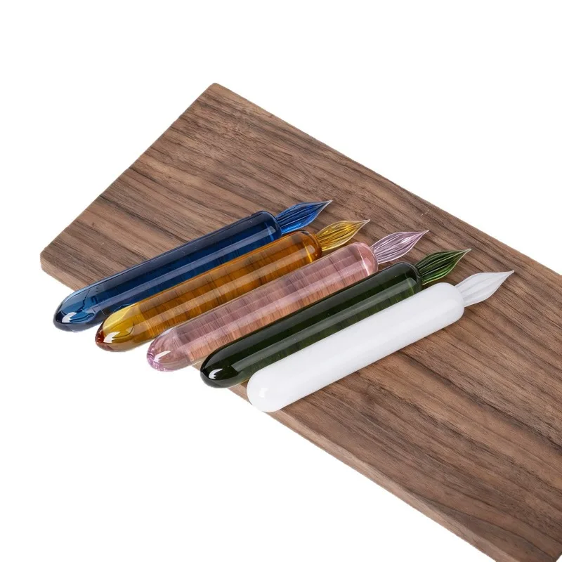 Transparent Glass Dip Pen Single Signature Pen Crystal Ink Dipping Pen Student Stationery Calligraphy Gift With Paper Box