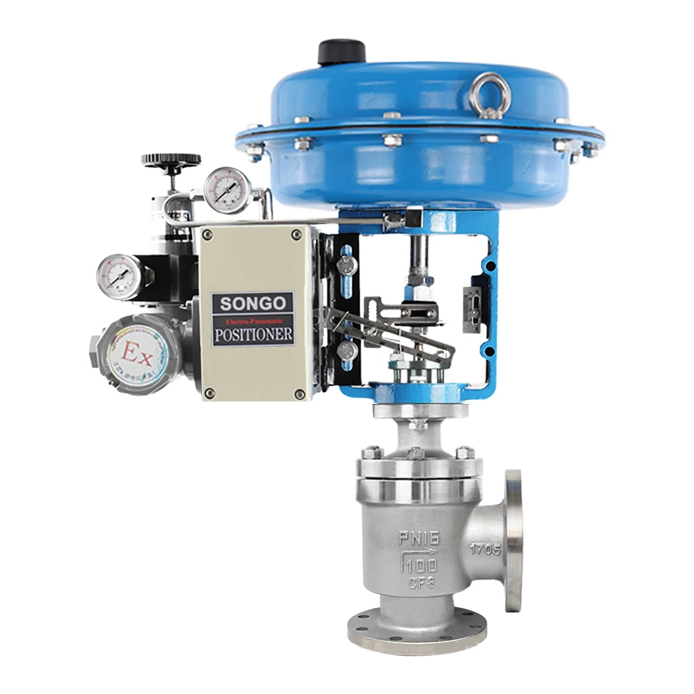 Thread Type Pneumatic Angle Control Valve PN16 Ss304 Single Seated Diaphragm Control Flange Globe Valve