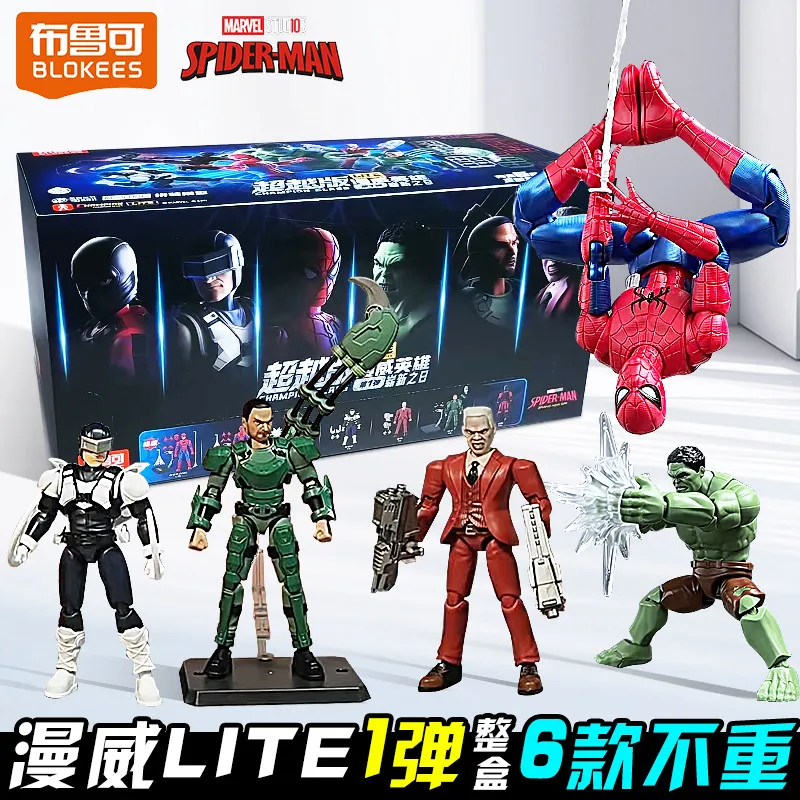 Blokees Caja Sorpresa Original de Spider-Man, Serie Marvel Champion Class Lite V1 Hulk, Caja Misteriosa Nueva, Kit de Modelo para Armar, Juguetes y Regalos