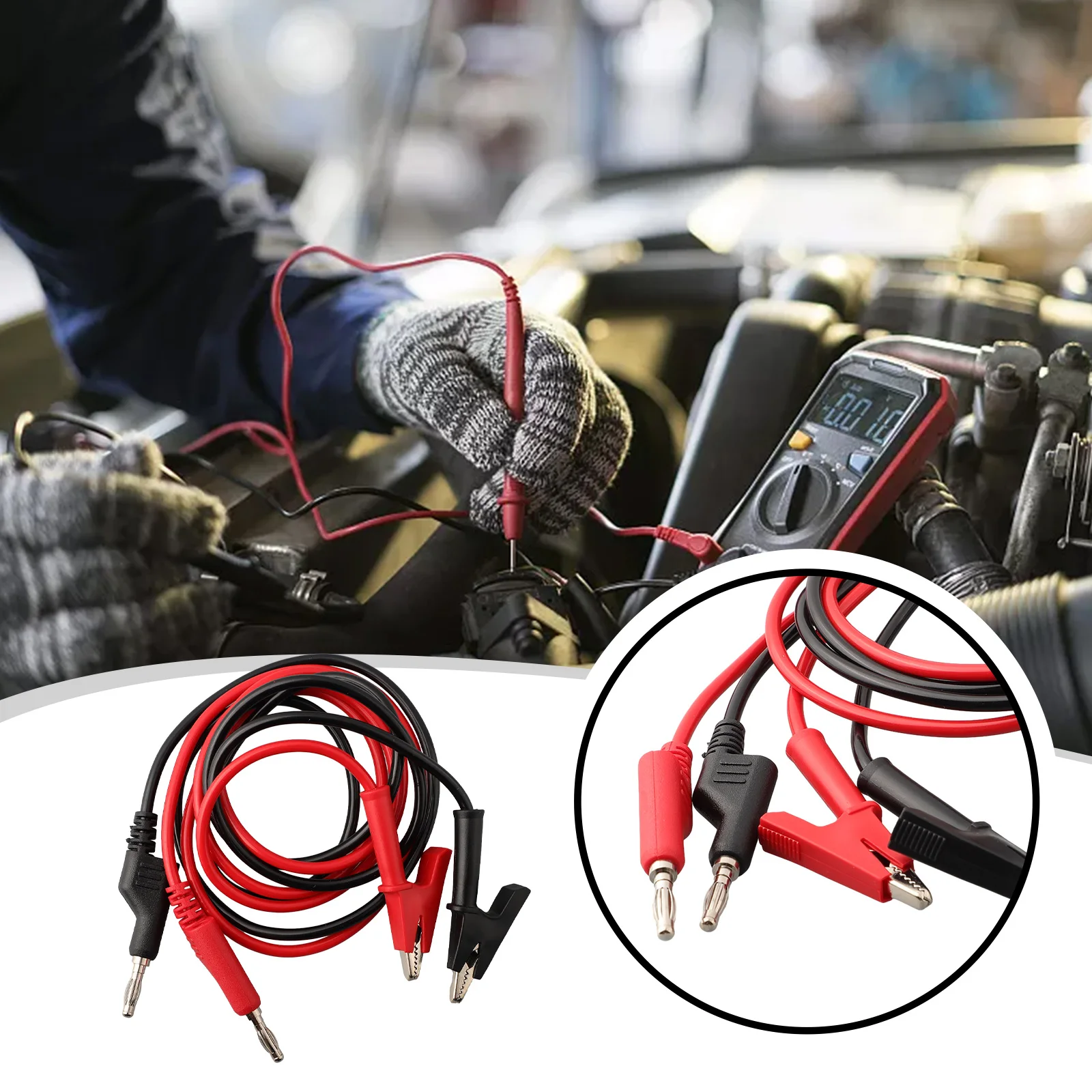 2 buah kabel silikon pisang buaya untuk klip buaya uji lead 1m kabel 4mm multi-untai kawat tembaga bagian alat listrik