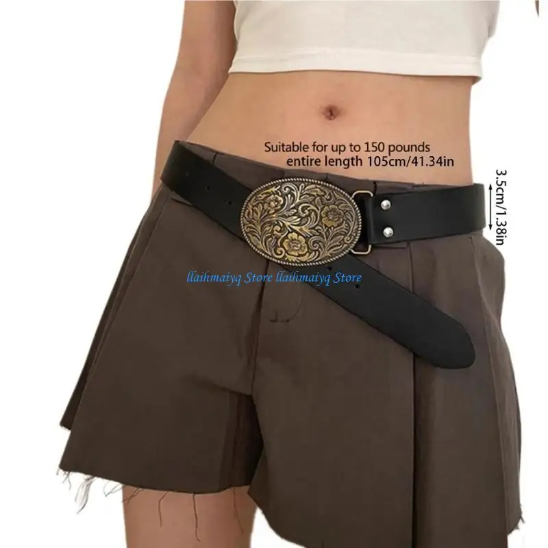 573B Flower Waist Chain Cowgirl Engraved Belt for Women Proms Club Party Daily