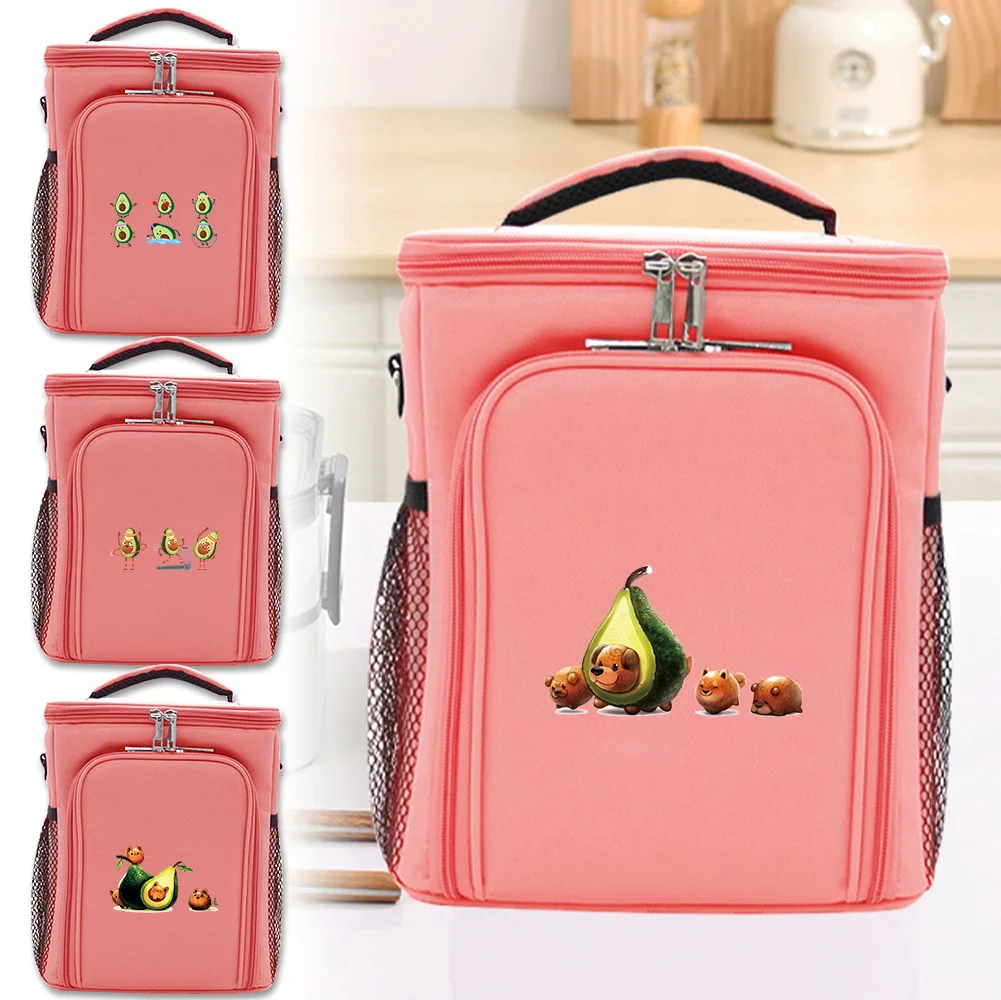 

Ice Pack Portable Outdoor Food Storage Camping Picnic Organizer Box Avocado Printing Series Reusable Travel Refrigerated Bag