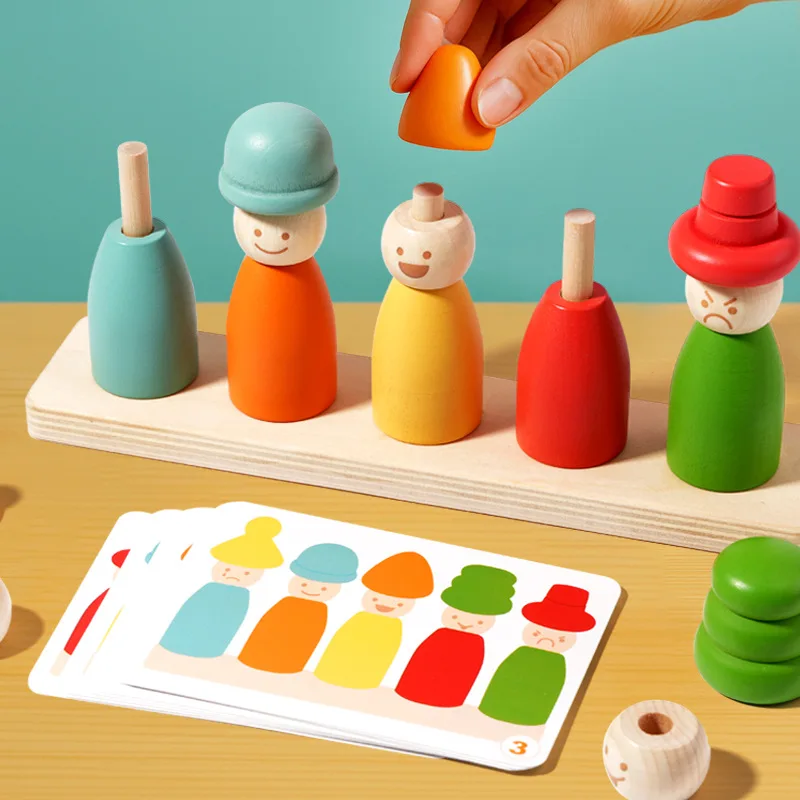 Cappello da burattino che cambia Montessori per bambini Gioco di espressione del colore Esercizi Coordinazione occhio-mano Giocattoli educativi per motori fini