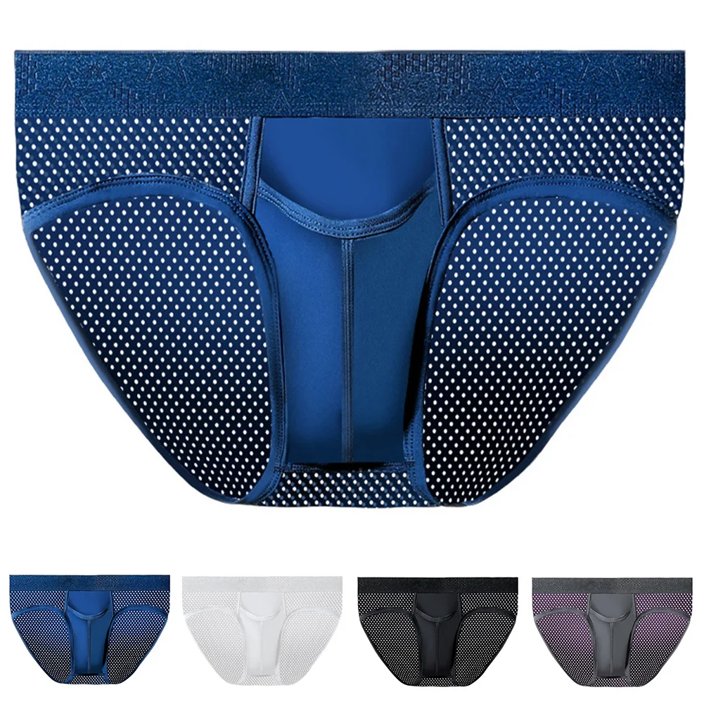 

Men Mesh Separation Pouch Briefs Underwear Breathe U Convex Pouch Hollow Panties Male Shorts Lingerie Underpants Sexy Panties