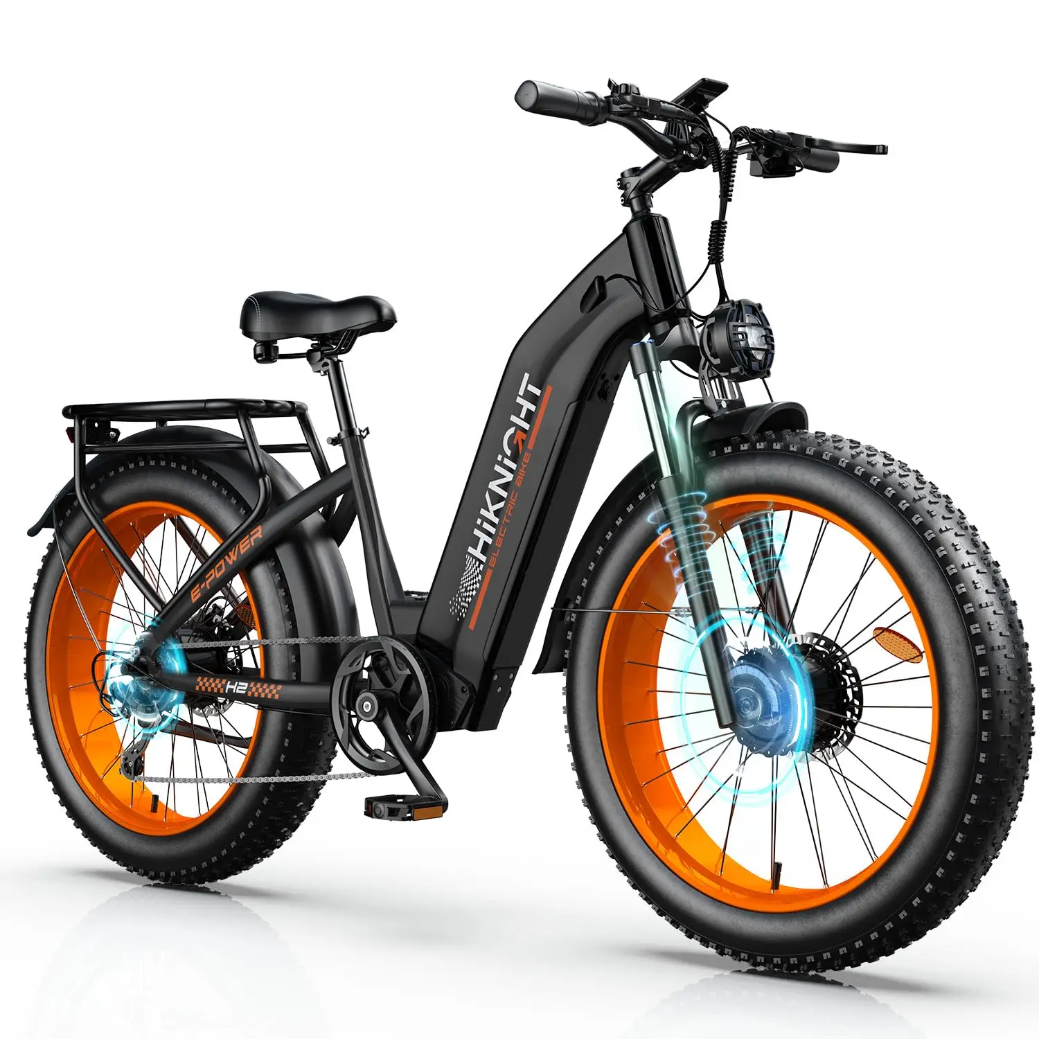 Dual Motor Electric Bike for Adults, 3000W Peak 52V 20AH Battery E Bike 26" x 4.0" Fat Tire Electric Mountain Bike Step-Thru Ele