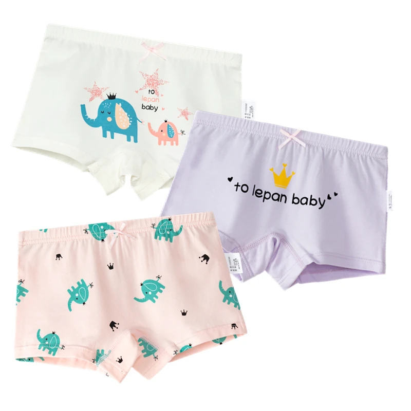 Stiped Underwear for Girls Boxer Kids Elephant Animal Cotton Underpanties Girl Clothes 3 4 6 8 10 12 14 Years Old OGU203033