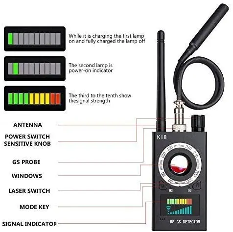 Professionele Rf Signaal Detector Anti-Spy Detector Camera Gps Signaal Lens Rf Tracker Gsm Audio Bug Finder Gps Scan dropshiping