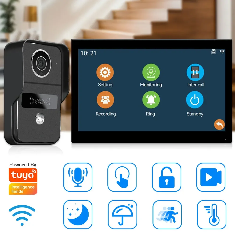 ANJIELO 7/10-дюймовый домофон, дверной звонок, видеодомофон для домашнего домофона, Wi-Fi, приложение Tuya Smart Life, сенсорный монитор 1080P